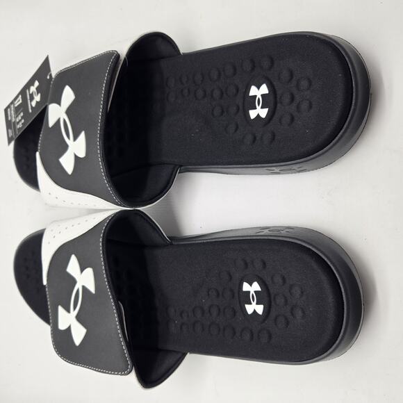 Under Armour Men's Ignite Pro Blk/White Slip On Slides Size 17 #3026023-003 New - Picture 7 of 8